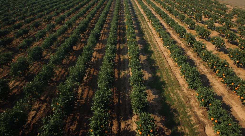 Citrus orchard rows