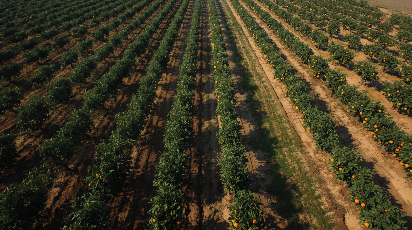 Citrus orchard rows