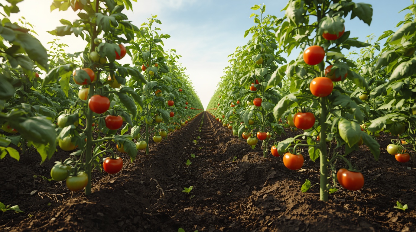 Plantas de tomate en el campo